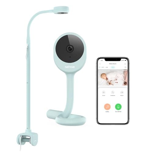 NETVUE Peekababy Baby Camera with Wireless Audio, Adjustable Crib Mount Monitor, Works via 2.4GHz Wi-Fi for Wide Coverage & Stable Connection, Smart App, Two-Way Talk, No Screen (Blue)