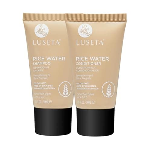 Luseta Rice Water Shampoo and conditioner Set Strengthening & Nourishing Revitalizes Shine for All Hair Types Hydrating & Frizz Control for Women and Men 1.01oz*2