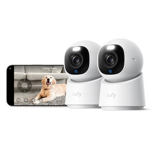 eufy Security 4K Indoor Camera E30 -No Subscription,360° Pan Tilt,AI Auto Tracking,Color Night Vision,Pet/Baby/Nanny Camera with Two-Way Audio,AI Human/Pet Detection,Works with HomeKit((2-Pack)