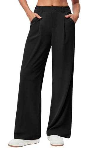 Ewedoos Wide Leg Pants Woman Stretchy Work Dress Pants Women Trendy 2026 Business Casual Outfits Comfort Fit Slacks Trousers Black