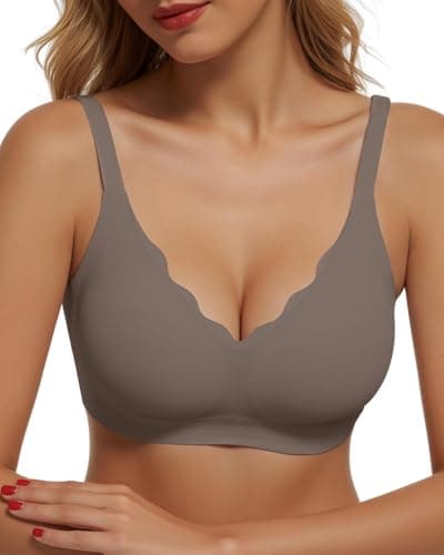 CINOON Womens Wireless Bras Push Up Bralette Supportive Everyday Bras Seamless Full Coverage Comfort T-Shirt Bra Grey