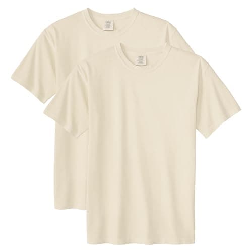 Comfort Colors Adult Heavyweight Short Sleeve Tee, Style G1717/G1745, Ivory (2-Pack), Large