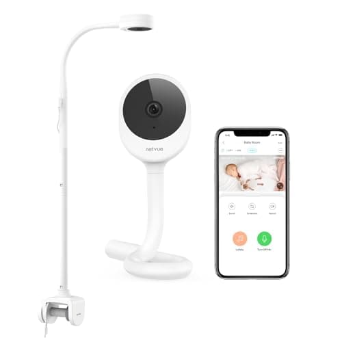 NETVUE Peekababy Baby Camera with Wireless Audio, Adjustable Crib Mount Monitor, Works via 2.4GHz Wi-Fi for Wide Coverage & Stable Connection, Smart App, Two-Way Talk, No Screen (White)