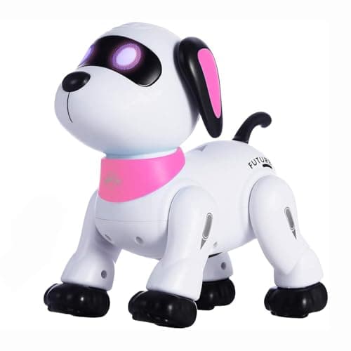 yiman Remote Control Robot Dog Toy – Programmable Smart Robot Dog for Kids 3+, Interactive Dancing & Sound, RC Stunt Toys with LED Eyes, Electronic Pet Toy for Boys & Girls Gifts (Pink)