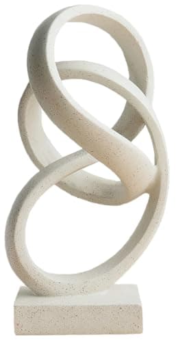 LAIKEARTS 10" Modern Abstract Ribbon Decorative Sculpture, Knot Sculptures,Home Decor,Coffee Table Statues,Dining Living Room Desk Decor（White）