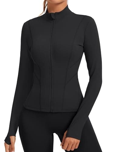 Rapbin Active Long Sleeve Tops for Women Zipper Running Track Athletic Jacket Workout Shirts Fitted Gym Clothes