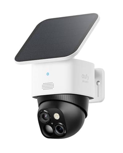 eufy Security 3K Dual Camera, SoloCam S340, Solar Security Cameras Wireless Outdoor, Cameras for Home Security, 360°Coverage, Pan & Tilt, No Blind Spots, No Monthly Fee, Built-in 8GB