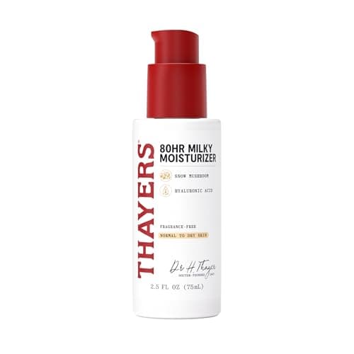 THAYERS 80HR Face Moisturizer, Face Cream with Hyaluronic Acid and Snow Mushroom, Milky Moisturizer, Lightweight Hydration for Normal to Dry Skin, Fragrance Free Skin Care, 2.5 Oz