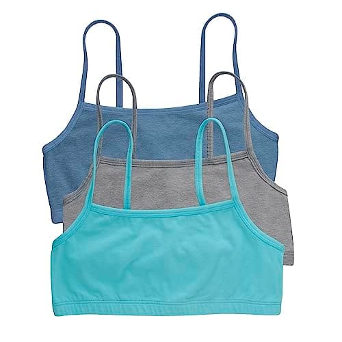 Hanes womens Cotton String Bralette, 3-pack Bra, 3 Pack - Denim Jacket Blue Heather/Concrete Heather/Ultra Blue, Medium US