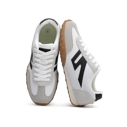 Foiola Womens Sneakers Comfortable Lace up Tennis Shoes Casual Business Walking Shoes Slip on Women's Fashion Sneakers White