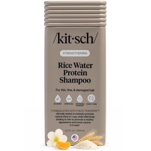 Kitsch Strengthening Rice Water Protein Shampoo for Women & Men – Hair Growth Shampoo & Volumizing Hair Care for Thin, Fine & Damaged Hair – Paraben, Phthalates & Silicone Free – Made in USA – 12.3 oz