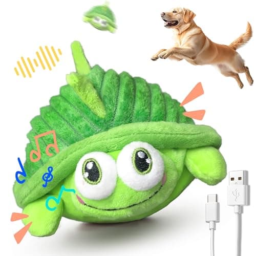 GUKCO Interactive Moving Dog Toys – Plush Chew Toy with Bouncing Ball, Music & Recording | Rechargeable Self-Play Toys for Small, Medium & Large Dogs to Keep Them Engaged (Turtle)
