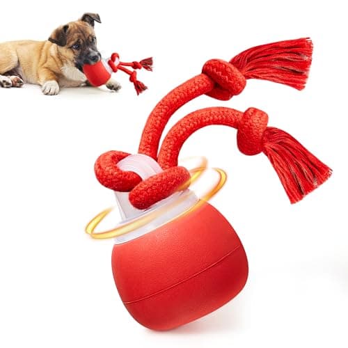 Potaroma Interactive Dog Ball Toys Touch Activated, Rechargeable, Squeaky Dog Toy, Moving Ball for Pup with Rope for Medium Small Dogs Puppy Dark Red