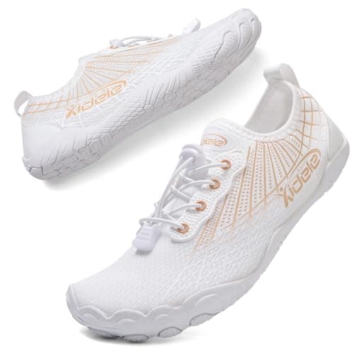 ITLXJR Water Shoes for Men and Women, Barefoot Aqua Socks, Wide Fit Beach Swimming Pool Shoes, Anti-Slip Outdoor Walking Hiking Kayaking Diving Surfing (Beige, Adult, Men, 6.5, Numeric, US Footwear Size System, Medium)
