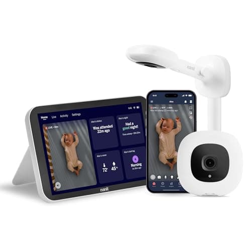 Nanit Smart Baby Monitor System with Wall Mount - Crystal-Clear Video, Real-Time Notifications, Sleep Insights - 8-inch Display/App Integration - Baby Must Haves for Parents