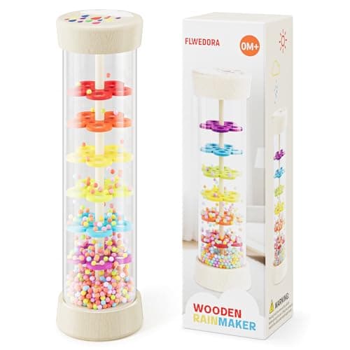 Rain Stick, Montessori Baby Toys for 6-12 Months 1 Year Old, Wooden Rainmaker Baby Rattle Sensory Toys, 7.7” Musical Developmental Toy - Infant Newborn Toddler Toys Gifts for Easter Basket Stuffers