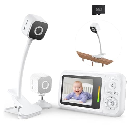 NUOTUN Baby Monitor with Camera and Audio, Baby Monitor No Wifi with Clip for Crib & Stand, Portable 2.8’’ HD Monitor 1080P Video, NightVision, VOX, 2-Way Audio, Temp Sense & Lullabies, SD card Includ