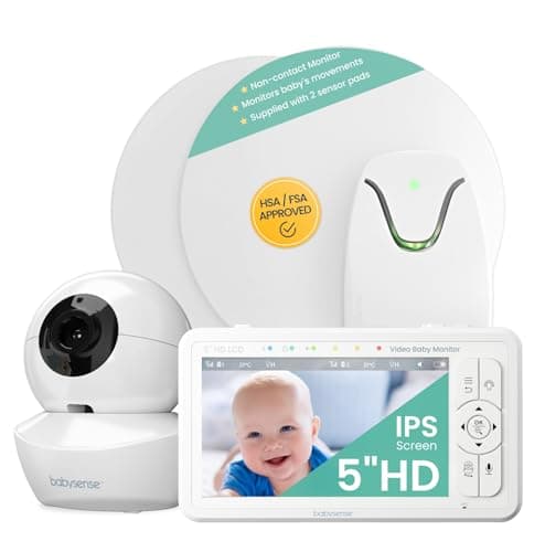Babysense True Sleep HD Video Baby Monitor with Camera and Audio & Baby Sleep Breathing Movement Monitor, No Wifi, Non Wearable Non Contact Monitoring with 2 Under-Mattress Sensors, Full Crib Coverage