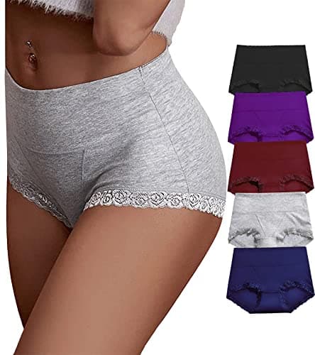 OPIBOO Plus Size Womens Underwear Cotton Comfort Postpartum Essentials Panties Ladies High Waisted Tummy Control Briefs Multipacks