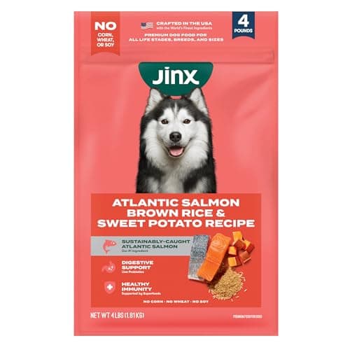Jinx Premium Dry Dog Food, for All Life-Stages - Real Salmon, Brown Rice & Sweet Potato Kibble with Superfoods for Immune Support & Probiotics for Digestive Support - No Fillers – 4lb