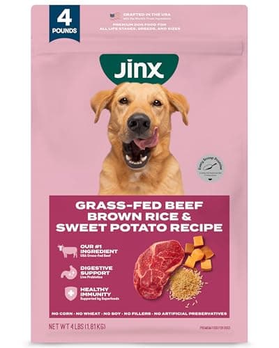 Jinx Premium Dry Dog Food, for All Lifestages - Real Beef, Brown Rice & Sweet Potato Kibble with Superfoods for Immune Support & Probiotics for Digestive Support - No Fillers - 4lb