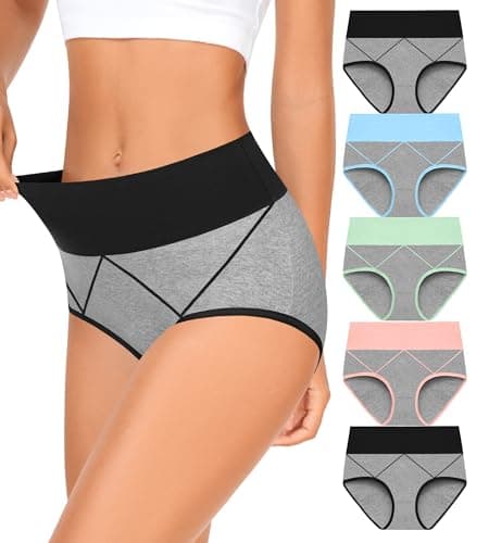 MISSWHO Womens For Underwear Full Coverage Cotton Panties Soft Comfortable For Stretch Plus Size Briefs Ladies 5 Pack X-Large