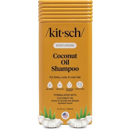 Kitsch Moisturizing Coconut Oil Liquid Shampoo for Women & Men – Coconut Oil Hair Shampoo for Kinky, Curly & Coily Hair – Deep Moisture, Softness & Manageability, Clean Color-Safe Hair Care – 12.3 oz