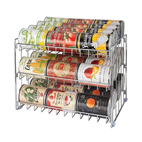 Kitchen Details 3 Tier Can Organizer | Chrome Steel Canned Food Storage Rack | Holds 36 Cans | Space-Saving Pantry & Cabinet Storage Solution | Easy Access to Canned Goods | Freestanding Design