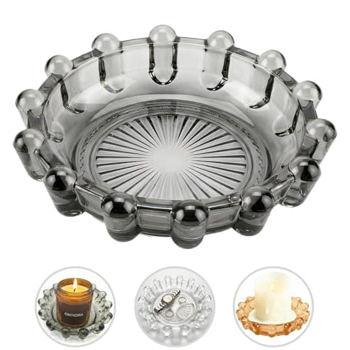 zwzlcfak Bubble Smoky Glass Candle Holder – Modern Anthropologie-Inspired Decor Dish for Small Candles & Diffusers | Stylish Tabletop Accent for Home Bar & Cozy Living Spaces (1, Smoky Color)