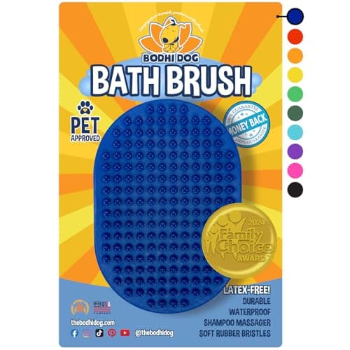 Bodhi Dog Shampoo Brush - Pet Grooming & Bath Supplies for Dogs and Cats - Bath Brush for Long & Short Hair - Premium Scrubber for Shower, Bathing & Massage (One Pack, Blue)