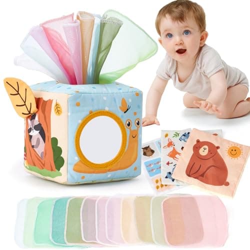 hahaland Baby Tissue Box Toy - Baby Toys 6-12 Months Montessori Toys for 6 Month Old Must Haves - Babies Boy Girl Gifts 6 7 8 9 10 12 Month Old Sensory Pulling Play Scarf Toys 1 Year Old Birthday Gift