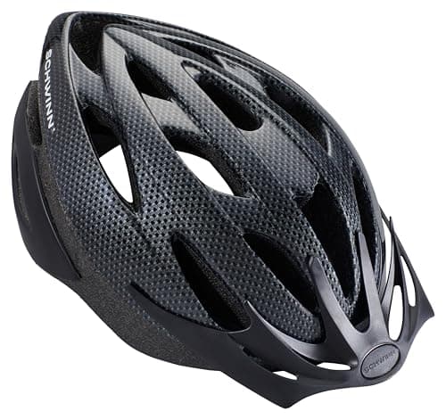 Schwinn Thrasher Helmet for Adults, Black, Size 58 - 62 cm, for Riders Ages 14+, Lightweight Microshell, Adjustable Dial and Straps, Interior Padding, 20 Air Vents, Removable Visor, Adult Bike Helmet