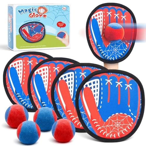 Toss and Catch Ball Game Set, Toddler Baseball Glove for Beach Pool Yard, Kids Sports & Outdoor Play Toys with Family, Fun Birthday Gift for Ages 3 4 5 6 7 8-12 Year Old Boys Girls