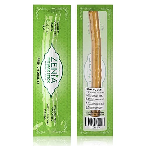 Zenia Sewak Natural Miswak Toothbrush - Vacuum Sealed Natural Flavor Traditional Peelu Toothbrush Stick - for Healthy Gums, Teeth, and Fresher Breath (1 Pack)