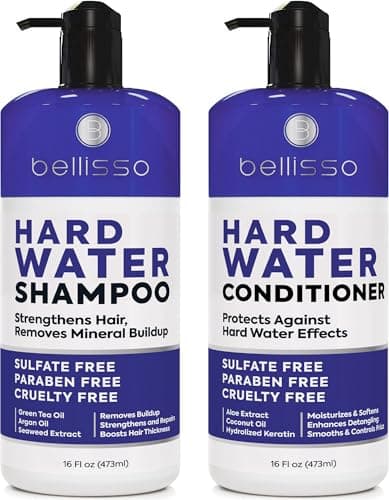 Hard Water Shampoo and Conditioner Set - Sulfate Free Hair Care Products for Women and Men - Moisturizing Treatment with Chelating Properties for a Deep Clean - Remover for Cleansing Mineral Build Up