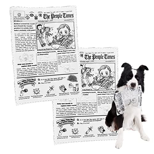 WULI PEACH 2 PCS Plastic Creaks Squeaky Newspaper Crinkle Pet Dog Chew Toys, Fun Interactive Tug of War Dog Chew Pet Toy, Washable Bite-Resistant Pet Toys for Puppy Small Dog Poodle Teddy