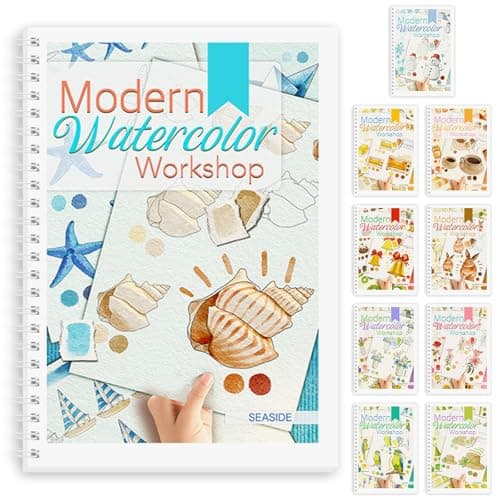 Watercolor Workbook, Watercolor Workbook Paint Book Beginner Friendly, 12 Different Patterns Stress-Relieving Art Crafts for Creative Exploration Gift for Women Adults Teens (Seaside, 1)