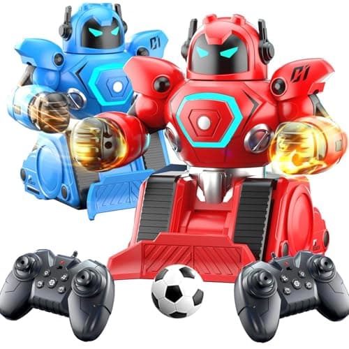 OBEST Remote Control Fighting Robots Set of 2, RC Ejecting Battle Robot with Sound & Light, Fun Electronic Battle Bots Soccer Games Toys, Christmas Birthday Gifts for Age 6+ Year Old Kids Boys