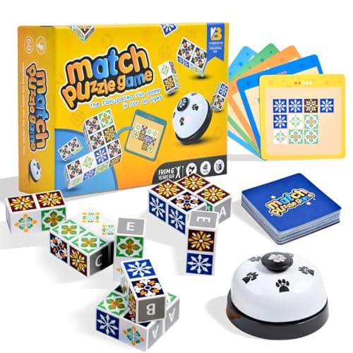 Wooden Match Puzzle Game Popular Board Games for Family Night, Pattern Matching Puzzle Game, Block Match Puzzles Building Cubes Educational Toys for Kids and Adults