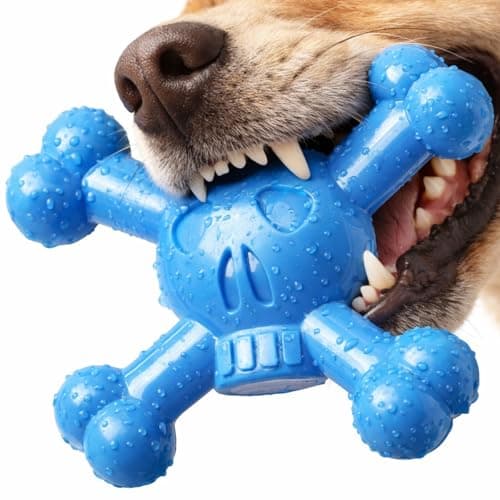 Ouilter Dog Chew Toy for Small & Medium Dogs – Durable Nylon Dog Toy for Aggressive Chewers, Interactive Dog Toy to Keep Dogs Busy, Multi-Angle Chewing Design for Boredom Relief, Blue, Bacon Flavor