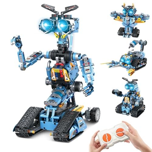 OKKIDY Robot Building Toys for Kids, 4-in-1 Rechargeable Remote Control RC Robotics STEM Building Block Kit RC Wall/Engineer Robot Toys for Boys Girls Ages 6 7 8 9 10 11 12+ (813PCS)