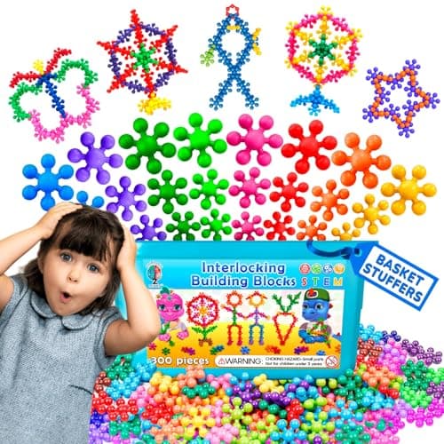 Curious 2 Learn Building Blocks 300ct - STEM Toys for Creativity - 4 Year Old Boy Birthday Gift - Interlocking Discs Set - 5 Year Old Boy Birthday Gift - Educational Toys