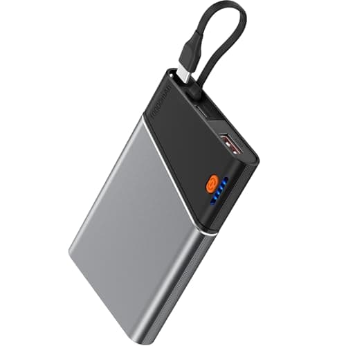 Aaoyun Portable Charger Power Bank, 10000mAh 22.5W PD Super Fast Charging Powerbank with Built-in USB C in&Out Cable, Slim External Phone Battery Pack for iPhone 17/16/15 iPad Samsung S24 Android etc