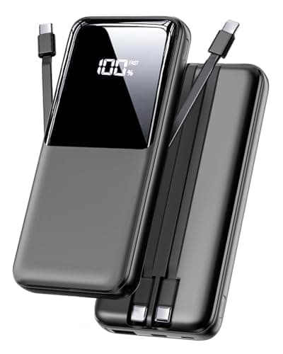 Portable Charger Power Bank - 15000mAh Fast Charging Powerbank Travel Camping Essential Battery Pack with Built in 22.5W Output Cable Compatible with iPhone 17 16 15 14 13 Samsung Google iPad, 1 Pack